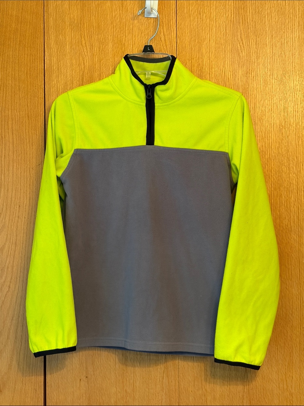 New Size 14 boy’s oshkosh fleece pullover top shirt color block neon green gray